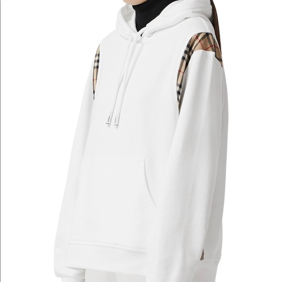 Burberry Fairhall Check Trim Cotton Hoodie - Picture 3 of 10